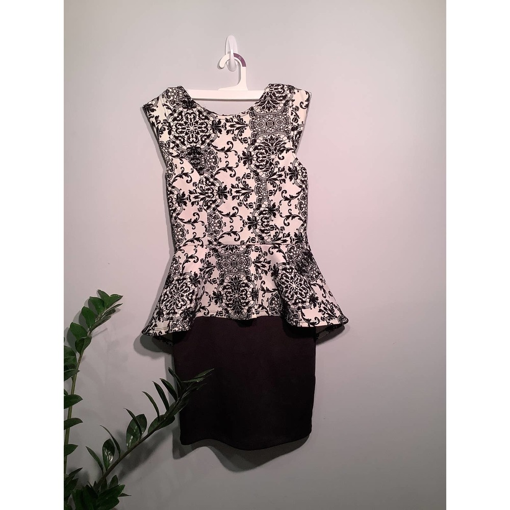 Iris Velour Lace Black and White Dress | Size: M